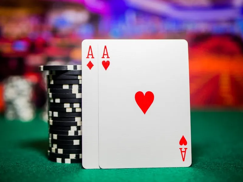 blackjack cards green felt table close