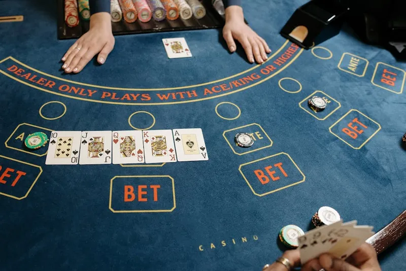 blackjack table green felt empty wide